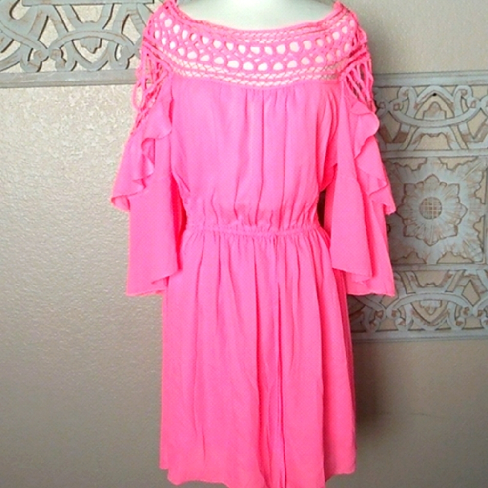 Si Style👗 | Womans | Pink 3/4 Sleeve Dress/ Size Large - Picture 2 of 14
